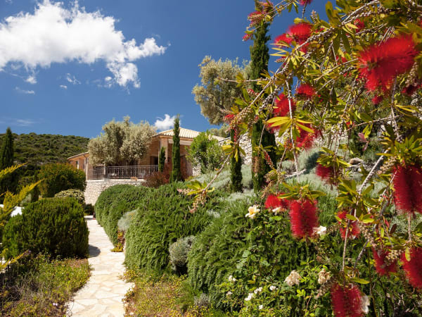 The beautiful garden has an extraordinary variety of Mediterranean flowers and plants.